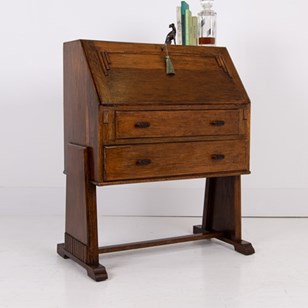Striking Oak Art Deco 2 Drawer Bure...