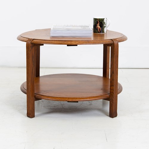 Art Deco Oak 2 Tier Coffee Side Table C1930s