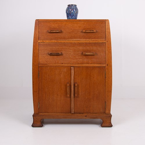 Oak 2 Drawer Tallboy Cabinet 1930S