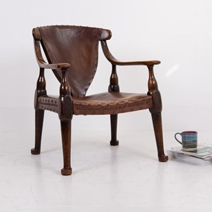 Unusual Oak Arts And Crafts Armchai...