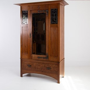 Golden Oak Arts And Crafts Wardrobe...