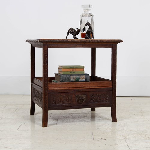 Delightful Arts And Crafts Oak Low Side Table C1920