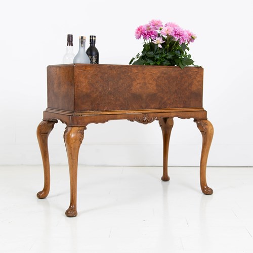 Charming English Burr Walnut Plant Trough C.1920