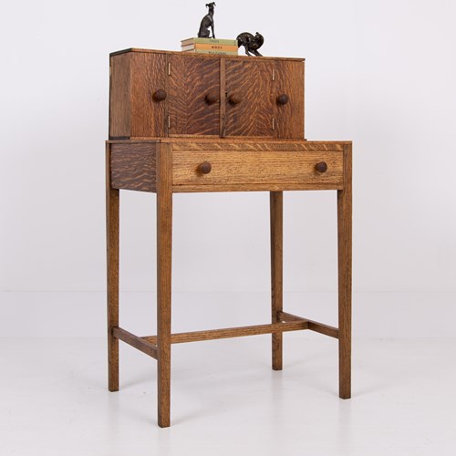 Delightful Oak Single Drawer Side Table Desk 1930S