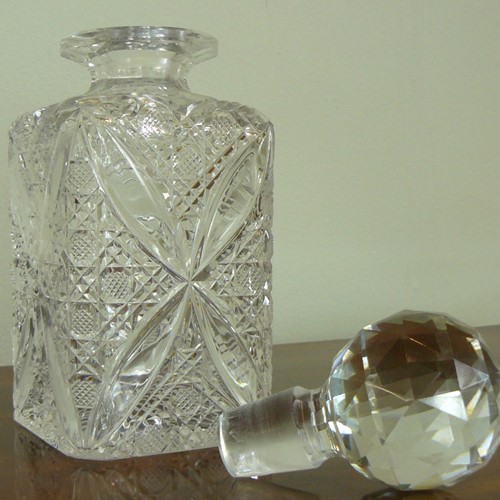  Set of 3 Edwardian Cut Glass Spirit Decanters