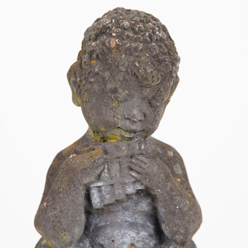  Garden Statue Of Faun Putti Fluted Column