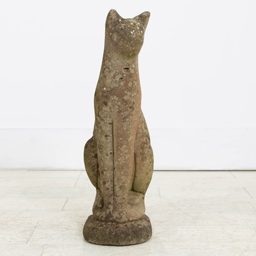 Weathered Stone Egyptian Cat Garden Figure