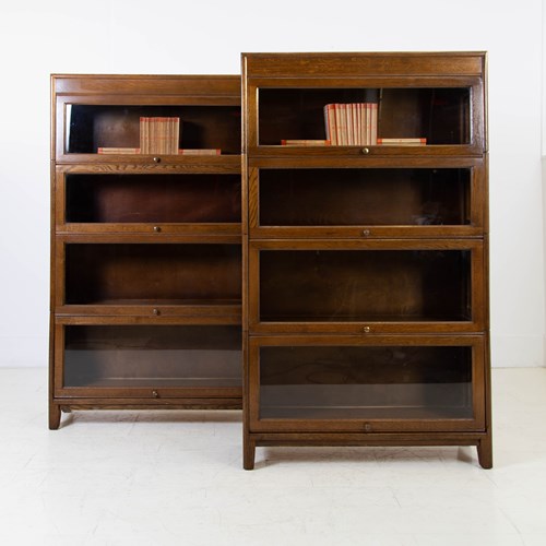 Pair Oak Barristers Bookcases By Gunn C1920