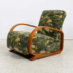 1930S Heal’S Oak Bentwood Armchair New Upholstery