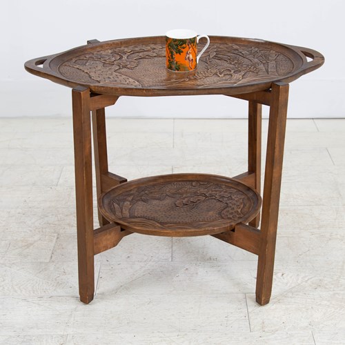 Delightful Mid Century Japanese Carved Side Table