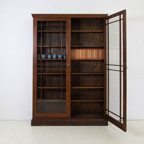  Tall Oak Glazed School Library Cabinets C.1915 2 OF 2