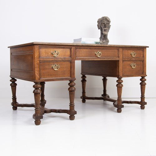 Highly Decorative Large Oak Desk C1910