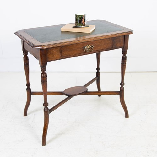 Charming Little 19Th Century Oak Desk Side Table