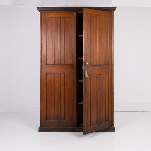 A Tall Victorian Welsh School Oak Cupboard