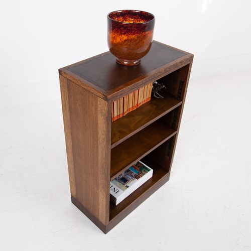 Leather Topped Oak Open Bookcase C1930