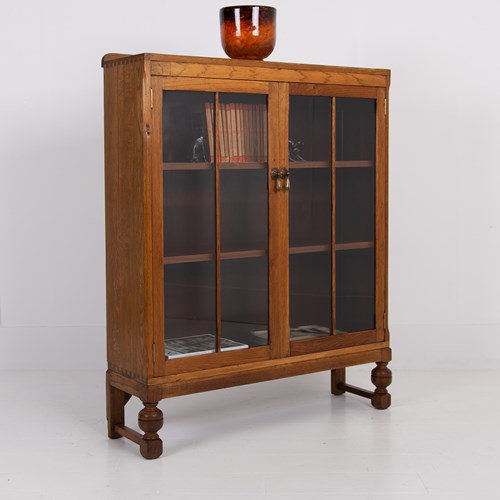 Attractive 2 Door Glazed Bookcase Cabinet C1930