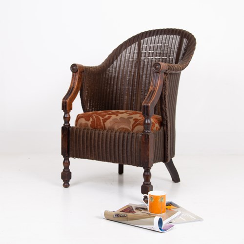Rare Lloyd Loom And Oak Garden Room Armchair