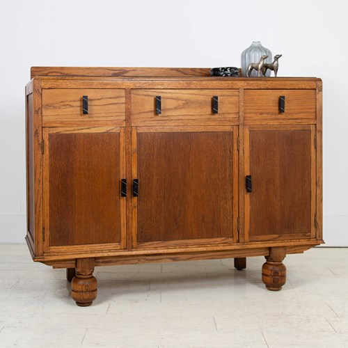 1930S Oak Art Deco 3 Drawer Cabinet Sideboard