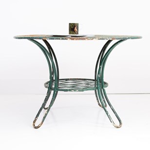 Aged French Metal Patio Garden Tabl...