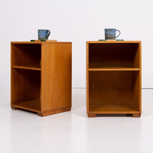Pair Of Oak Mid Century Military Issue Side Tables