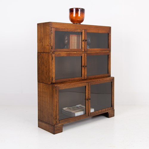 Glazed Oak Library Bookcase By Minty Of Oxford C1920