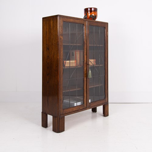 Delightful Oak Glazed Bookcase Cabinet C1930