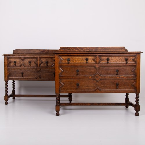 Pair Of Decorative Oak Chest Of Drawers C1915