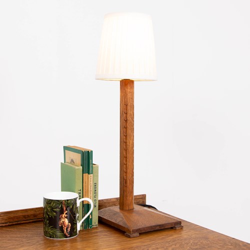 Charming Little Arts And Crafts Oak Table Lamp 