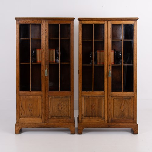 Oak Glazed Bookcase Cabinet C1930 We Have 2