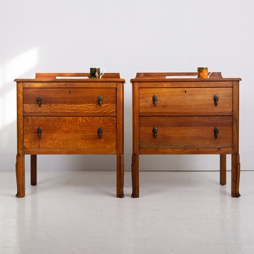 Pair Of English Oak Chests Of Drawers C1920
