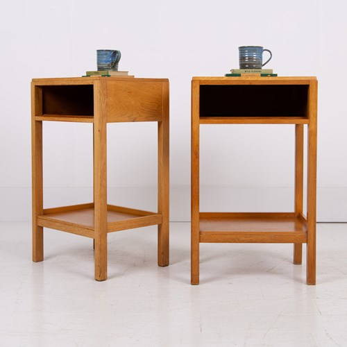 Pair Of Oak War Department Side Table Cabinets C1960
