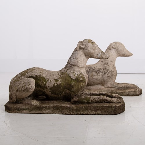 Great Pair Of Weathered Stone Whippets