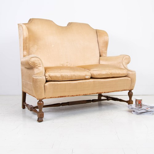William Mary Revival Sofa In Old Gold Silk C1920