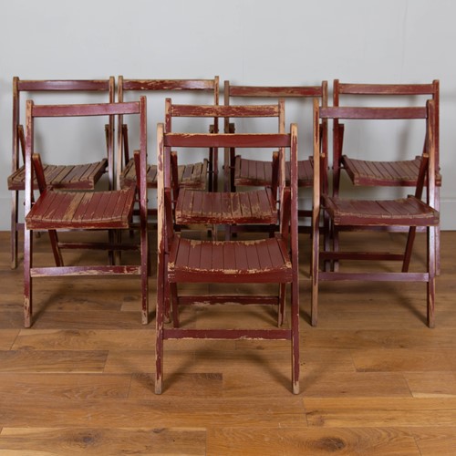 8 Vintage British Folding Cricket Pavilion Chairs