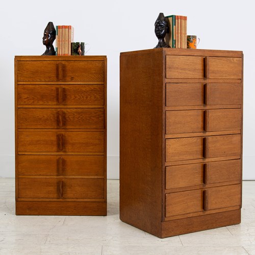 Rowley Gallery Modernist Chest Of Oak Drawers C1930 X2