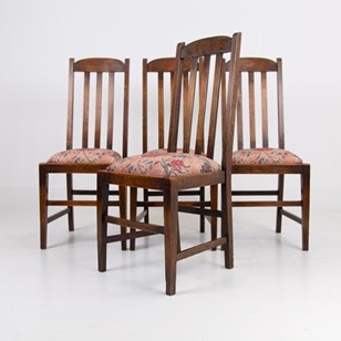 4 English Oak Arts & Crafts Dining ...
