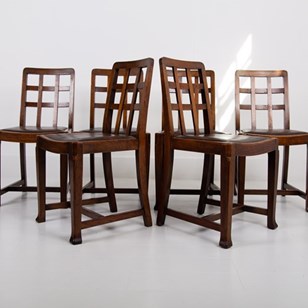 Six 1930S Heals Lattice Back Oak Di...