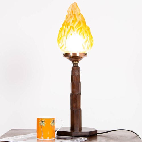 Art Deco Glass Flame Table Lamp