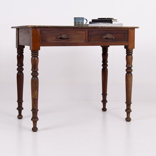 Antique Mid 19Th Century 2 Drawer Desk Table 1850