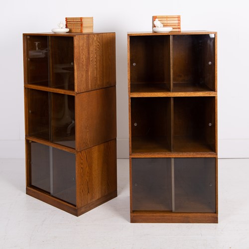 Mid Century Unix Solid Oak Cabinet C1960 X2