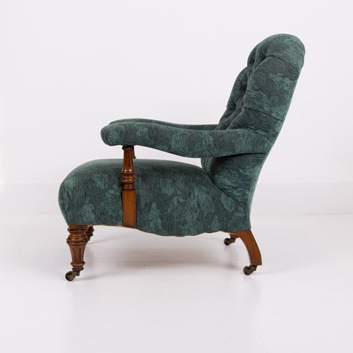 Antique Walnut Open Library Armchair 1870