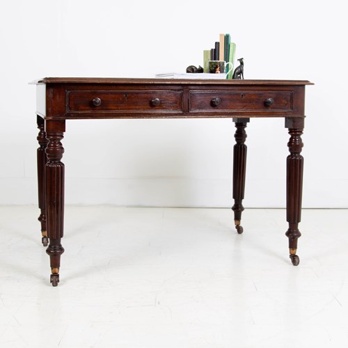 Victorian 2 Drawer Leather Topped Writing Desk Table