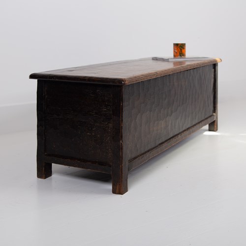 Arts & Crafts Yorkshire School Long Adzed Oak Chest