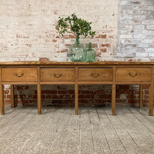Elegant 2.47M Long Victorian Pine Four Drawer Dresser Hall Table 
