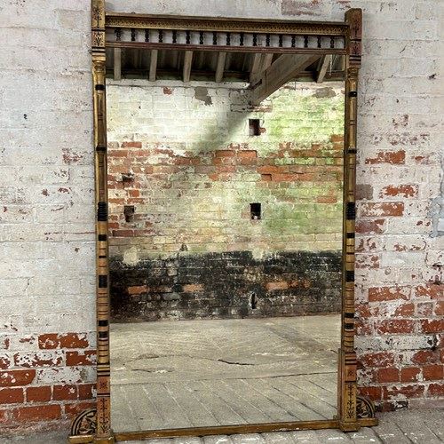 Large 2M Decorative Aesthetic Movement Gilt Overmantel Mirror 