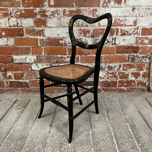 Victorian Original Hand Painted Ebonised Balloon Back Accent Chair