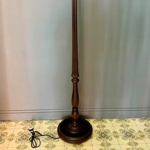 Tall Wooden Standard / Floor Lamp In Dark Finish