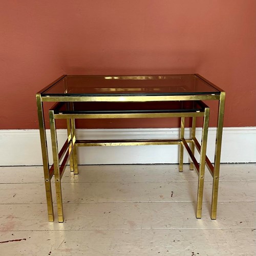 Nest Of 2 Vintage Brass Occasional Side Tables