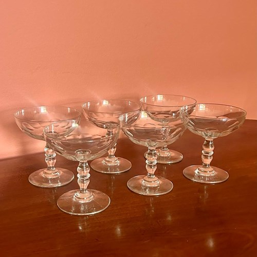 Set Of 6 Vintage Crystal Champagne / Coupes Glasses