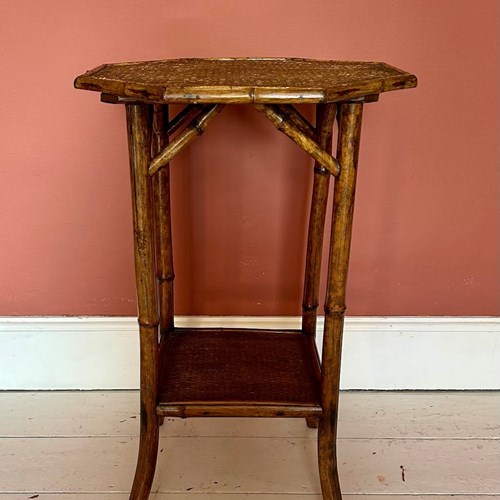 Bamboo And Rattan Vintage Octagonal Occasional Table